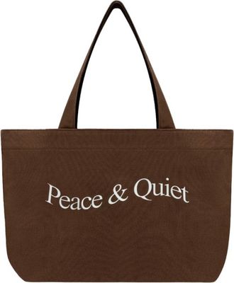 Museum of Peace and Quiet Unisex Wordmark Tote Bag In Brown