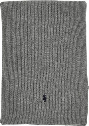 Polo Ralph Lauren Accessoires, Heren, Grijs, ONE Size, Wol, Geribbelde wollen sjaal