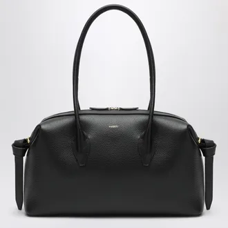 Yuzefi Brioche Duffle Bag in Black Pebble-Grained Leather