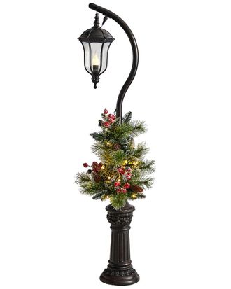 Nearly Natural 5Ft Holiday Decorated Lamp Post