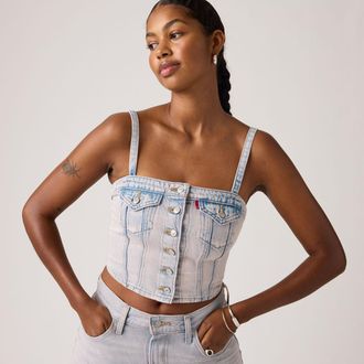 Levi's Denim Tube Top - Womens - XS - Pink / Rose Up Top Bandeau