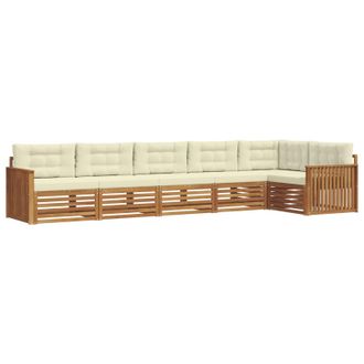vidaXL Conjunto De Sof&aacute;s De Exterior Con Coj&iacute;n 6 Pcs Natural Y Crema Vidaxl