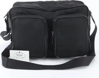Prada Black Leather Nylon Shoulder Bag (Pre-Owned)