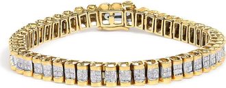 House of Brilliance 14K Gold 3.0 Cttw Princess Cut Quad Invisible Set Tennis Bracelet in Yellow at Nordstrom