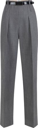 Elisabetta Franchi Tailored High-Waisted Trousers with Pleats and Textured Fabric
