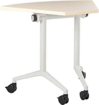 Beliani Escritorio Moderno Plegable Con Ruedas Mesa M&oacute;vil Port&aacute;til 90 X 64 Cm Estructura Met&aacute;lica Marr&oacute;n Claro Cavi