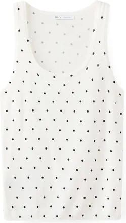 Mango Polka Dot Knit Top in Off White at Nordstrom, Size Xx-Small