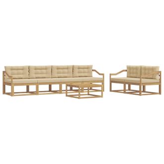 vidaXL Conjunto De Sof&aacute;s De Exterior Con Coj&iacute;n 6 Pcs Y Beige Vidaxl