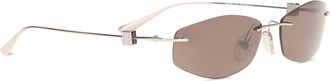 Balenciaga Mens Geometric Oval Sunglasses Lt Ruthenium - Brwn Metal