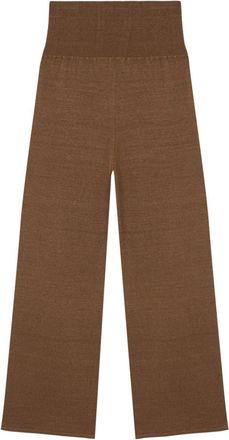 Cortana Linnen en Zijde Kaneelkleurige Broek - Dames - Wijde Broeken - Beige - M - Linnen - Broeken