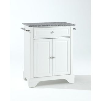 Crosley Furniture Lafayette Granite Top Portable Kitchen Island/Cart White/Gray