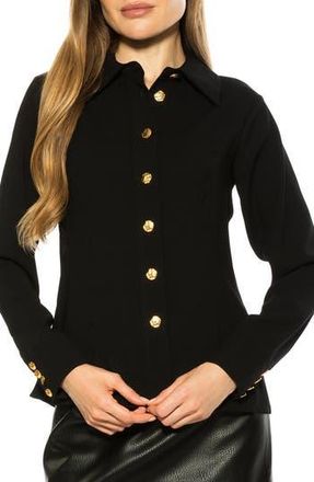 Alexia Admor Leland Button-Up Shirt in Black at Nordstrom Rack, Size 6