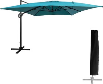 Happy Garden Sombrilla excéntrica rectangular 3x4m tela azul con funda
