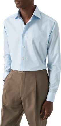 Eton Contemporary Fit Signature Twill Button-Up Shirt in Light Blue at Nordstrom, Size 17.5
