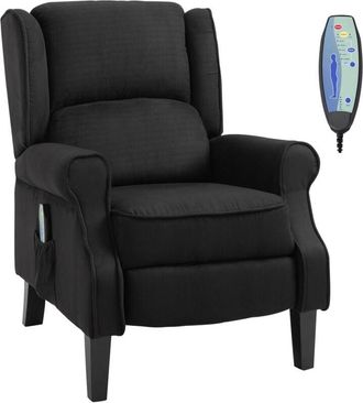 HOMCOM Homcom - sillón de masaje sillón relax reclinable con mando a distancia 2 zonas de masaje y tapizado en tejido de ante 78x83x101 cm negro