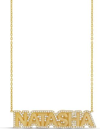 SHYMI Fluted Pave Outline Name Necklace in Gold at Nordstrom