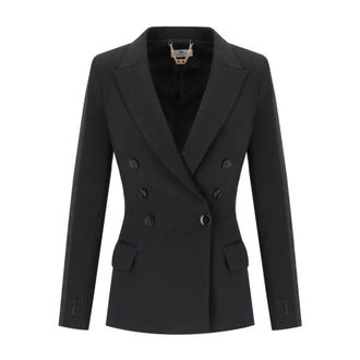 Elisabetta Franchi Blazers, female, Black, Size: XL Double-Breasted Jacket