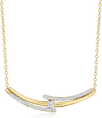 Ross-Simons Diamond Curved Multi-Bar Necklace in 18kt Gold Over Sterling