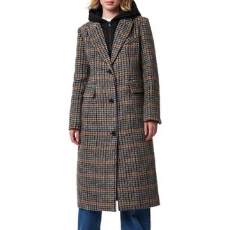 Bernardo Plaid Coat with Hooded Bib in Multi/black at Nordstrom Rack, Size Small