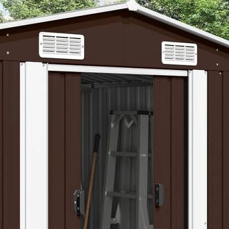 Berkfield Home Garden Shed 257x489x181 cm Metal Brown | Size: 257 x 489 x 181 cm