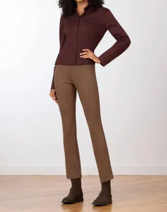 Avenue Montaigne Jetset 4-Way Stretch Pants In Cognac