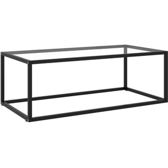 vidaXL Coffee Table Black with Tempered Glass 100x50x35 cm vidaXL