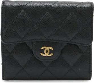 Chanel Pre-owned Classic Caviar Skin Short Wallet - Heren - Vintage Accessoires - Zwart - ONE Size - Leer - Vintage
