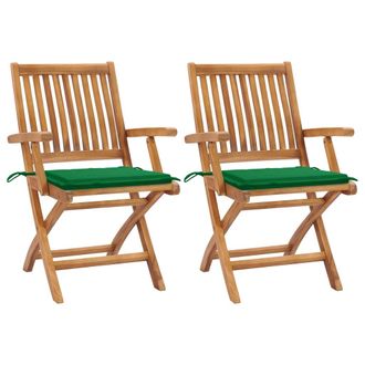 vidaXL Furniture Limited - Sillas De Jard&iacute;n 2 Unidades Con Cojines Verde