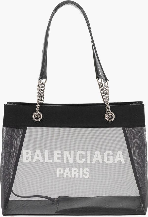 Borsa Tote Semitrasparente con Dettagli in Pelle Balenciaga