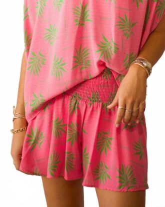 Adrienne Smocked Wide Waist Swing Short In Summer Palms
