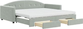 vidaXL Vidaxl - Sof&aacute; Cama Nido Con Cajones Terciopelo Gris Claro 100x200 Cm
