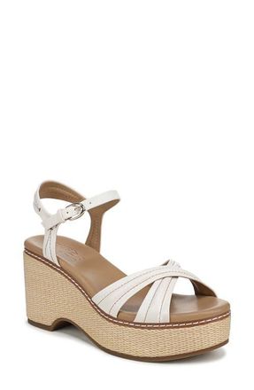Naturalizer Dovie Ankle Straple Platform Wedge in Warm White at Nordstrom, Size 6.5