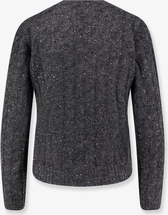 Brunello Cucinelli Womens Wool-Blend Sweater Grey Sequins Mohair