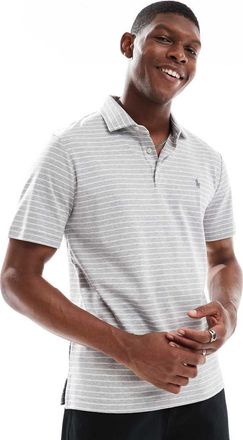 Polo Ralph Lauren Polo in cotone pima grigio mélange a righe bianche con logo