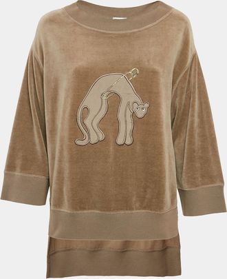 Sonia Rykiel Grey Cat Applique Velvet Sweatshirt