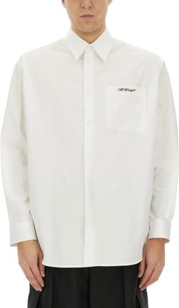 Off-white Logo Embroidered Shirt - - Shirts - Uomo - Bianco - S
