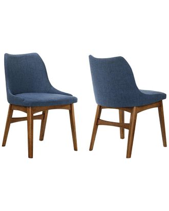 Armen Living Azalea Walnut Wood Dining Side Chairs, Set Of 2