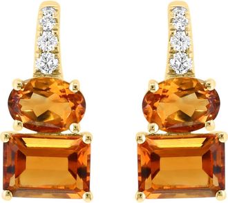 Effy 14K Gold Diamond & Citrine Drop Earrings in Orange at Nordstrom Rack