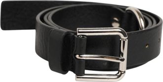 Dolce & Gabbana Black Leather Classic Metal Logo Buckle Mens Belt