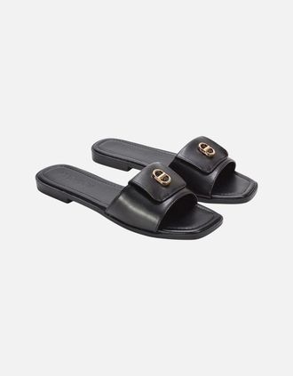 XY London Womens XY London Womens/Ladies Leigh Buckle Detail Flat Sliders - Black - Size: 7