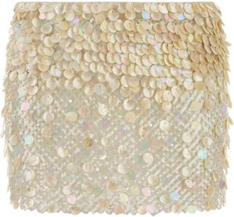 Alanui Embellished Mesh Light Between Palms Mini Skirt