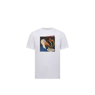 Moncler Moncler Space Monduck Cotton T-shirt, Men, White, Size: 3xl
