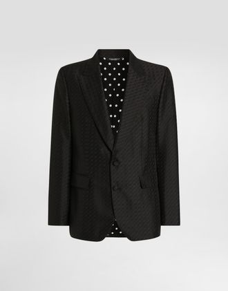 Dolce & Gabbana Single-breasted Sicilia Light Jacket With Micro Pattern Jacquard - Man Suits And Blazers Black 44
