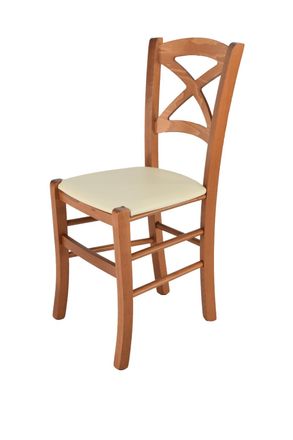 Tommychairs Tommychairs Silla Cross En Haya Cerezo, Asiento Polipiel Marfil