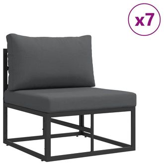 Berkfield Home Garden Sofa Set with Cushion with Pillow 12 pcs Black Aluminium