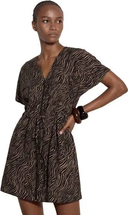 Apricot Wood Wave Front Zip Dress in Black at Nordstrom, Size Xx-Large