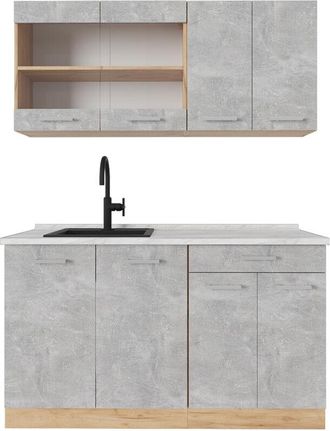 Vicco Cocina Vers&aacute;til R-line, Hormig&oacute;n/roble Dorado, 140 Cm, Et M&aacute;rmol