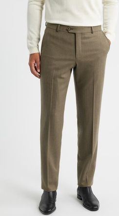 Berle Covert Worsted Stretch Wool Dress Pants in Tan at Nordstrom, Size 34