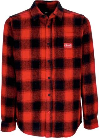 Etnies Rode Flanellen Overhemd met Lange Mouwen - Heren - Casual Overhemden - Rood - M - Polyester - Overhemden