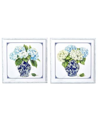 Two's Company Set Of 2 Vase With Hydrangea Flower Wall Art Pieces